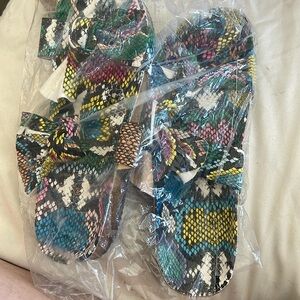 Multi color snakeprint sandals